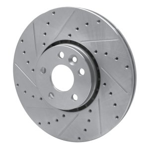 Volvo XC60 Brake Rotor (1) - Front Left - R1 Concepts - Drilled & Slotted - Silver - `10-`16